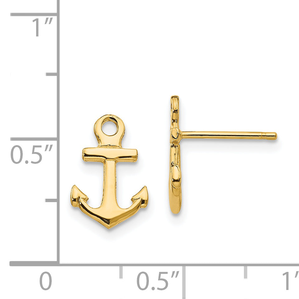 14K Yellow Gold Anchor Post Earrings
