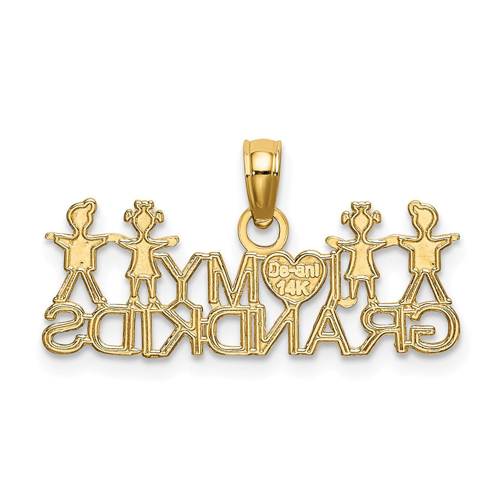 14K Yellow Gold I Love My Grandkids Charm