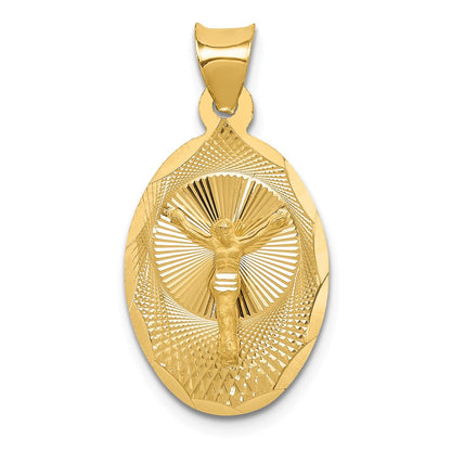 14K Yellow Gold Polished D/C Corpus Oval Pendant