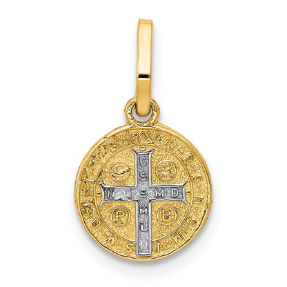14K Yellow & Rhodium With Circle St. Benedict Medal Pendant