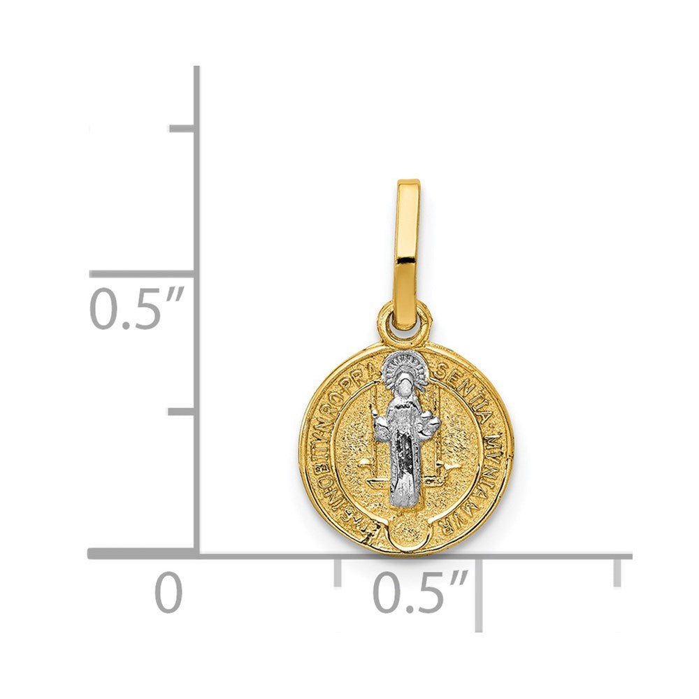 14K Yellow & Rhodium With Circle St. Benedict Medal Pendant