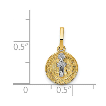 14K Yellow & Rhodium With Circle St. Benedict Medal Pendant