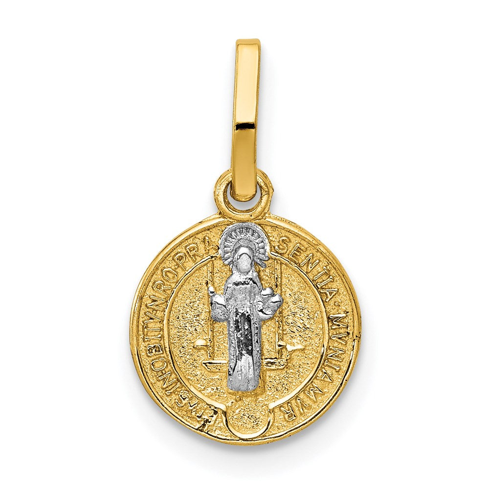 14K Yellow & Rhodium With Circle St. Benedict Medal Pendant