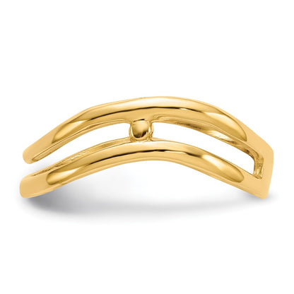14K Yellow Gold Polished Double Wave Fashion Thumb Ring