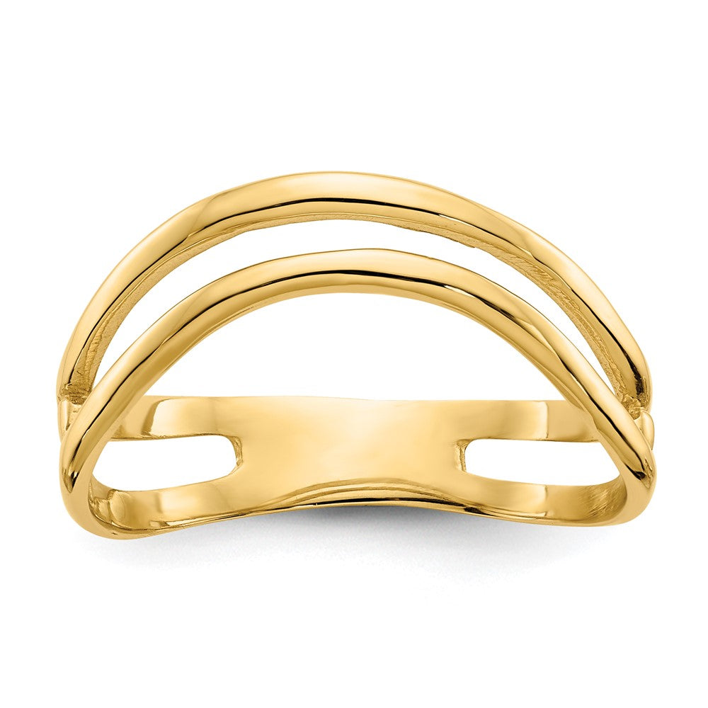 14K Yellow Gold Polished Double Wave Fashion Thumb Ring