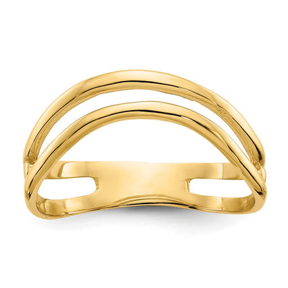 14K Yellow Gold Polished Double Wave Fashion Thumb Ring