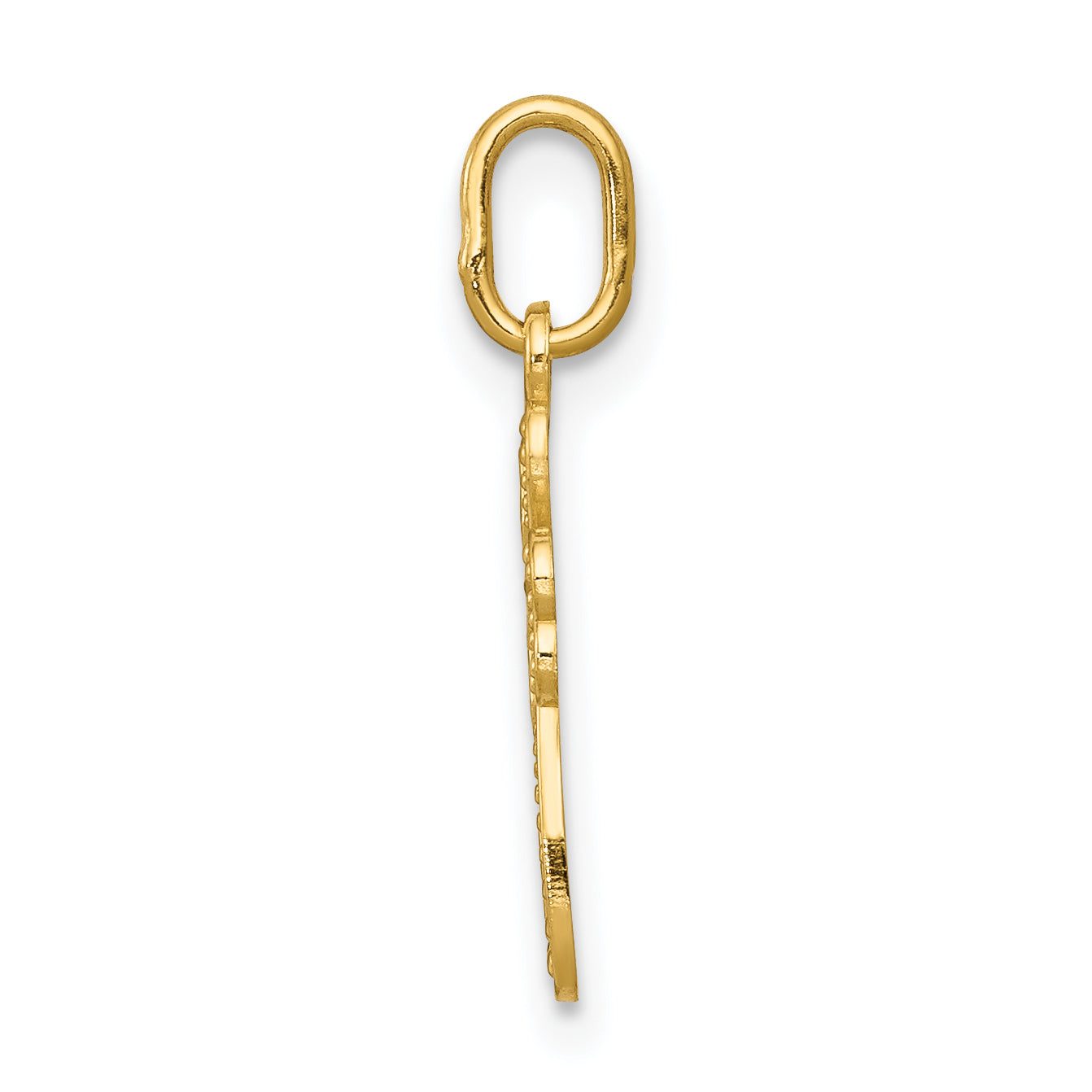 14K Yellow Gold Diamond-Cut Polished Small Cross Pendant