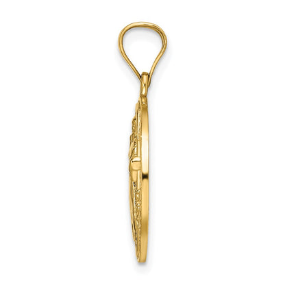 14k Yellow Gold San Benito 2 Sided Round Pendant