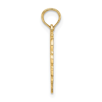 14K Yellow Gold 14Ky Heart Script Letter H Initial Charm
