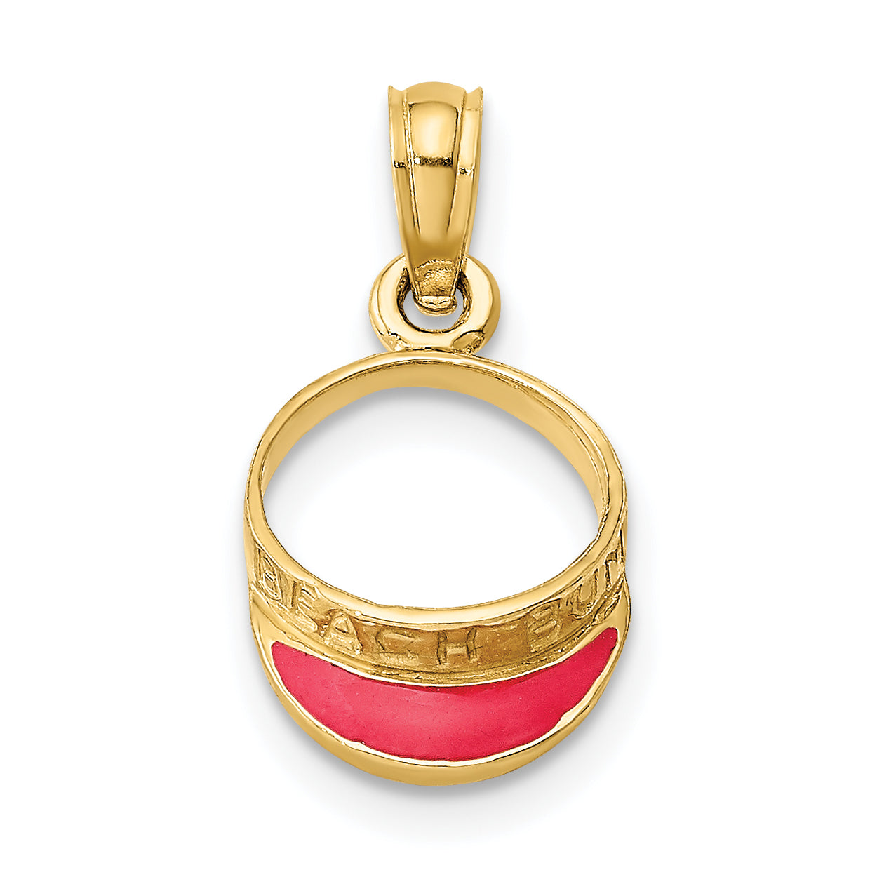 14K Yellow Gold Fuschia Enameled Beach Sun Visor Charm