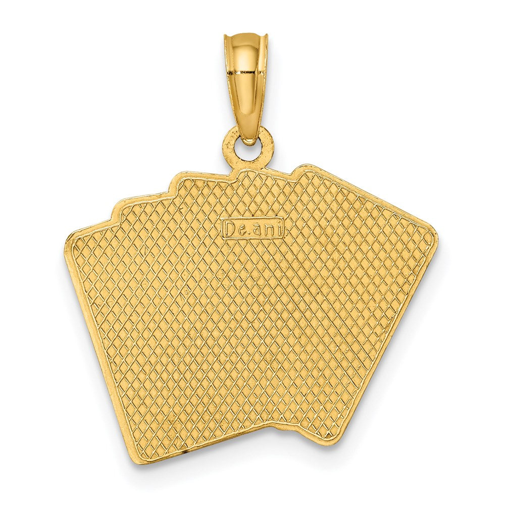 14k Yellow Gold Enamel Playing Cards Royal Flush Charm
