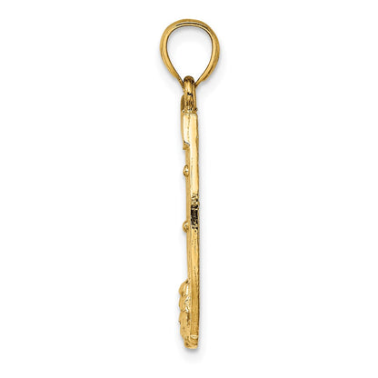 14k Yellow Gold Dollar Sign In Horseshoe Charm