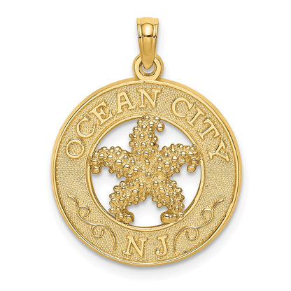 14k Yellow Gold OCEAN CITY NJ Circle w/Starfish Charm