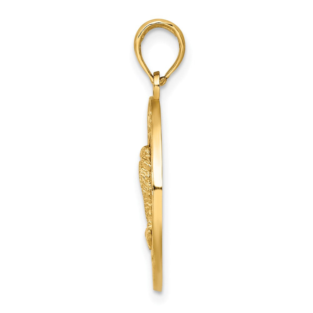 14k Yellow Gold FLORIDA w/Double Palm Tree Circle Charm