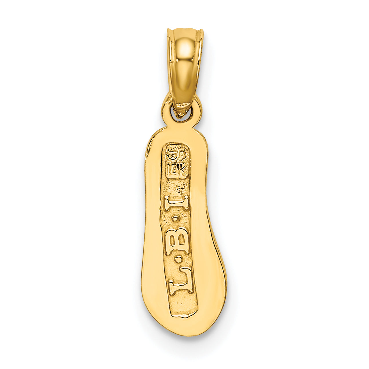 14K Yellow Gold 3D Lbi (Long Beach Island) Single Flip-Flop Charm