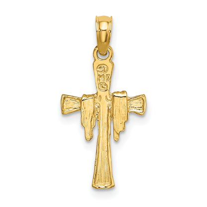 14K Yellow Gold Cross W/ Drape Charm