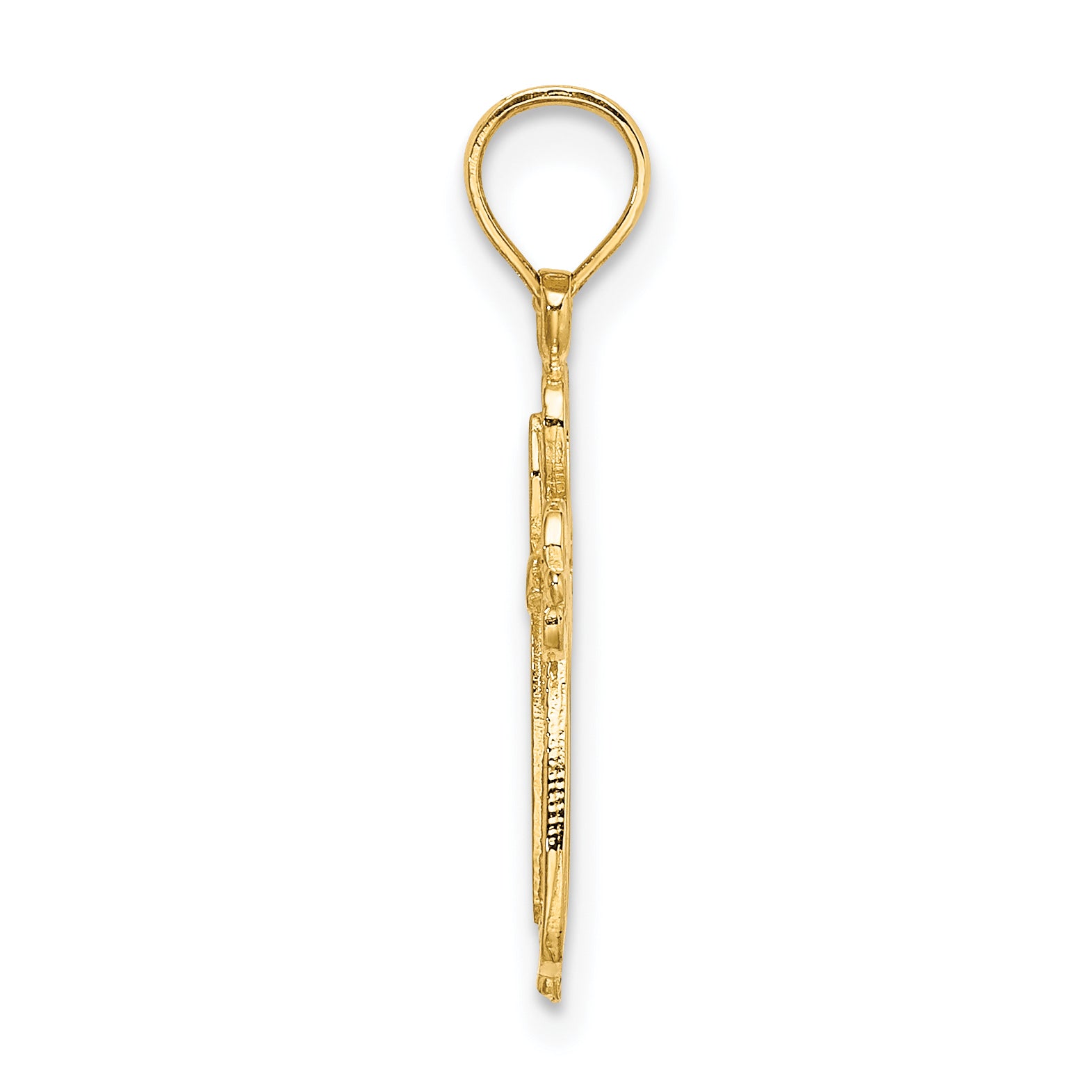 14K Yellow Gold Polished And Cut-Out Engraved Cross Charm