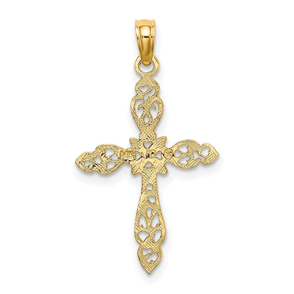 14K Yellow Gold Polished And Cut-Out Cross Charm