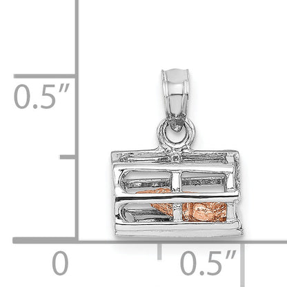 14K White/Rose Gold Two-Tone 3D Lobster Trap Moveable Charm