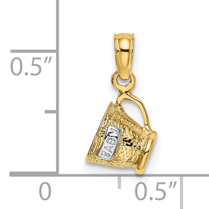 14K Yellow & Rhodium W/Rhodium 3-D Baby Cup Charm