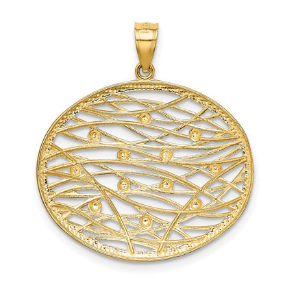 14k Yellow & Rhodium Gold w/Rhodium D/C Oval Cut-Out Charm