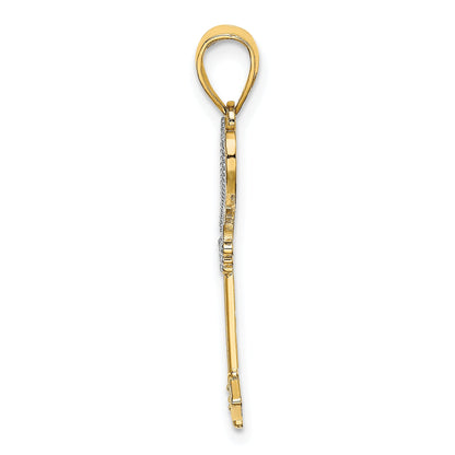 14K Yellow & Rhodium W/Rhodium Key W/Heart Charm
