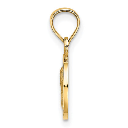 14K Yellow Gold 10mm Engraved Angel Coin Charm