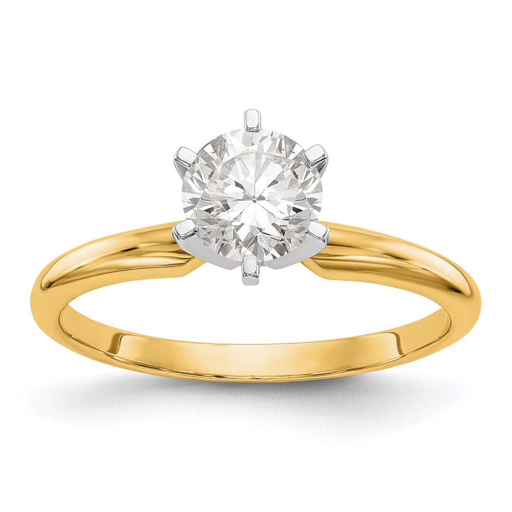 14k Two-tone 1/2 Ct. Round VS/SI GH Lab Grown Diamond Solitaire Lightweight Half-Round 6 Prong Ring