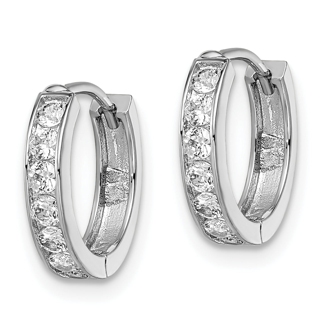 Fashion Kelly Waters Rhodium Plated Channel Set Clear Cz Huggie Earrings