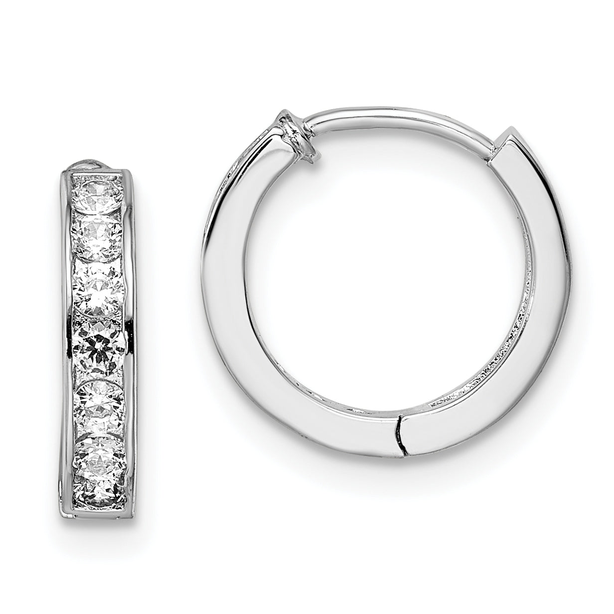 Fashion Kelly Waters Rhodium Plated Channel Set Clear Cz Huggie Earrings