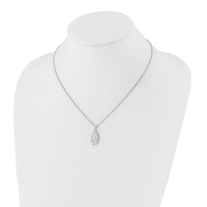 Fashion Kelly Waters Rhodium Plated Oval St. Christopher Medal 18 Inch Necklace