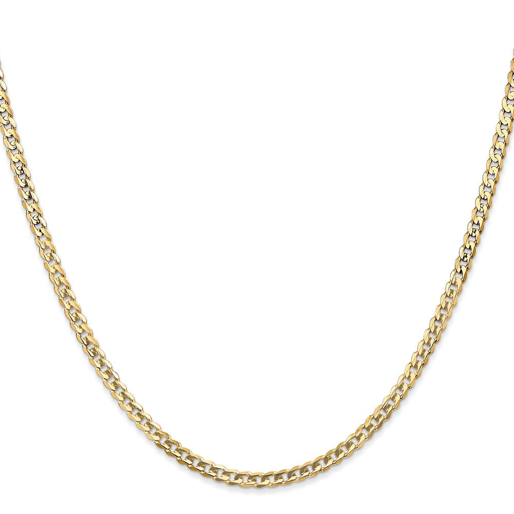 14K Yellow Gold 3mm Open Concave Curb With Lobster Clasp Chain Necklace