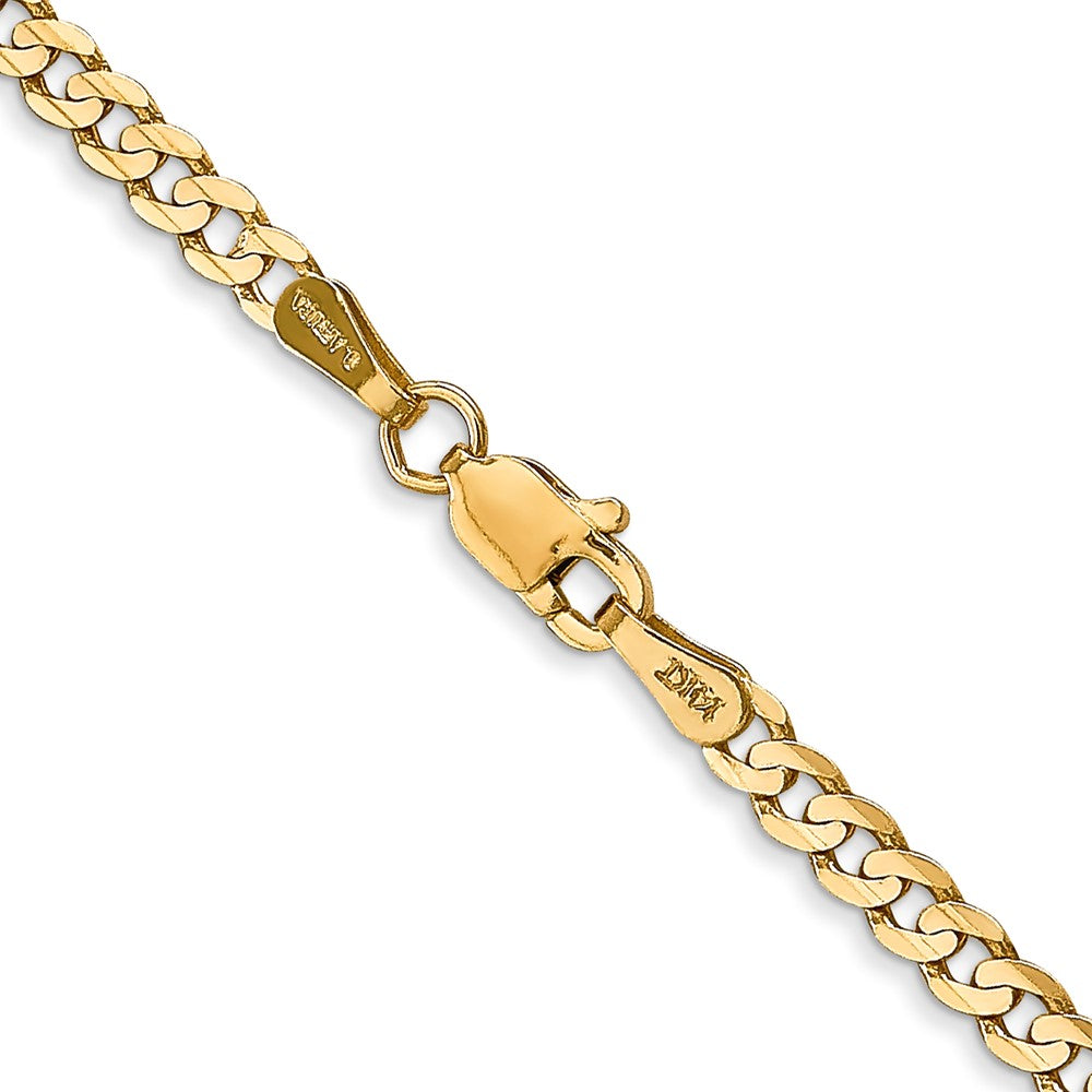 14K Yellow Gold 3mm Open Concave Curb With Lobster Clasp Chain Necklace