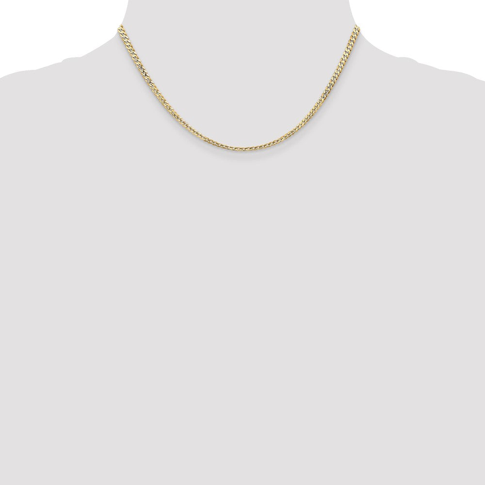 14K Yellow Gold 3mm Open Concave Curb With Lobster Clasp Chain Necklace