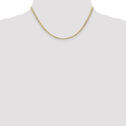 14K Yellow Gold 3mm Open Concave Curb With Lobster Clasp Chain Necklace