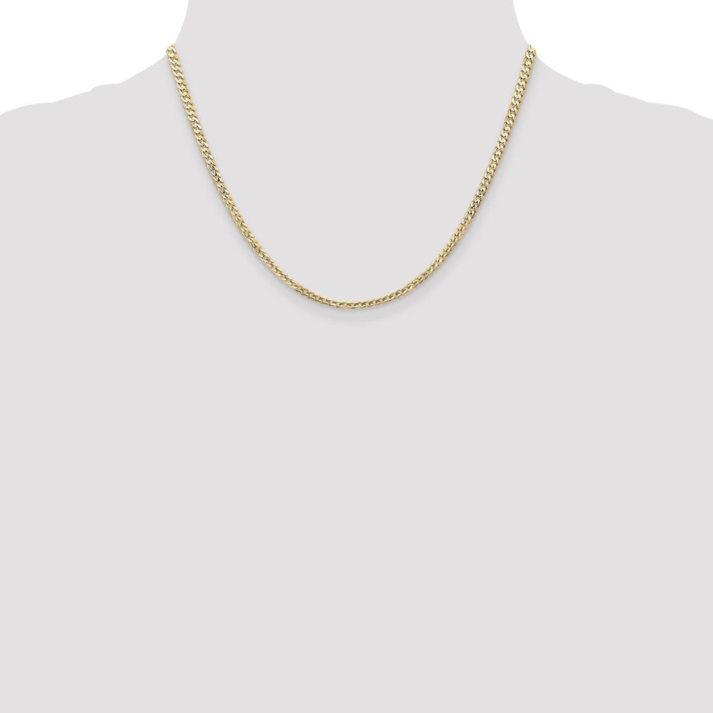 14K Yellow Gold 3mm Open Concave Curb With Lobster Clasp Chain Necklace