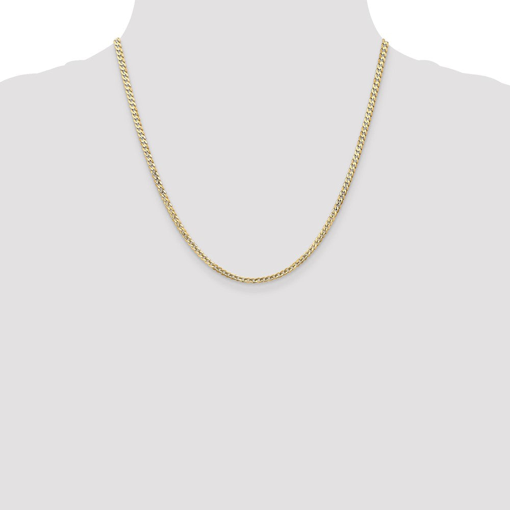 14K Yellow Gold 3mm Open Concave Curb With Lobster Clasp Chain Necklace
