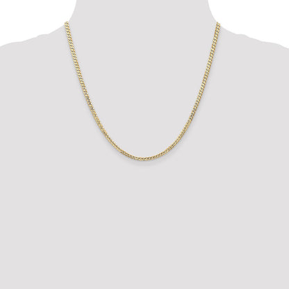 14K Yellow Gold 3mm Open Concave Curb With Lobster Clasp Chain Necklace