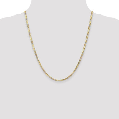 14K Yellow Gold 3mm Open Concave Curb With Lobster Clasp Chain Necklace