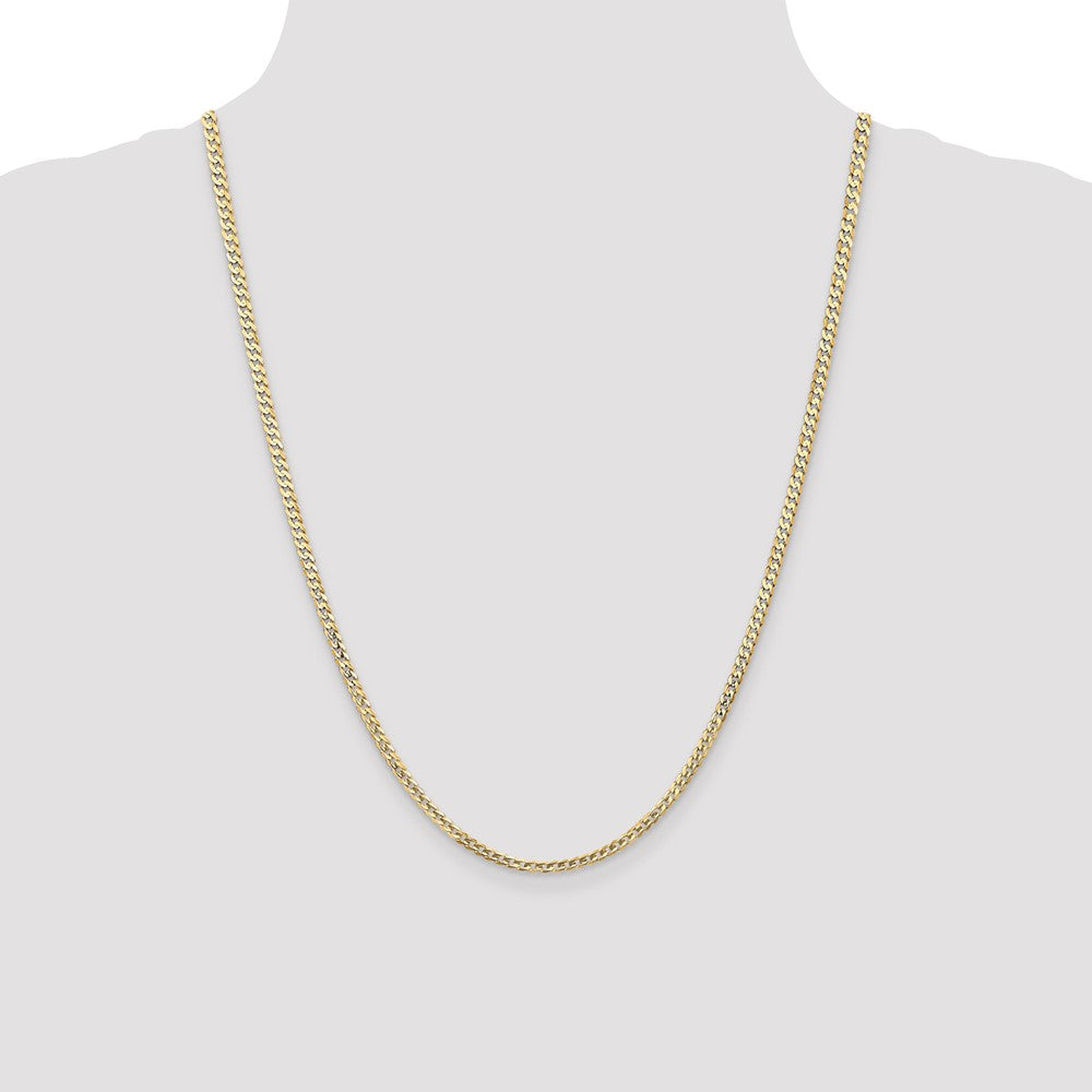 14K Yellow Gold 3mm Open Concave Curb With Lobster Clasp Chain Necklace
