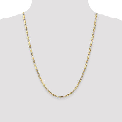14K Yellow Gold 3mm Open Concave Curb With Lobster Clasp Chain Necklace