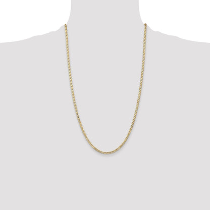 14K Yellow Gold 3mm Open Concave Curb With Lobster Clasp Chain Necklace