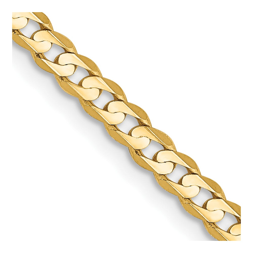 14K Yellow Gold 3mm Open Concave Curb With Lobster Clasp Chain Necklace