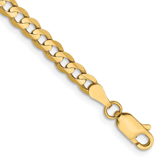 9 Inch 14K 3.8mm Open Concave Curb Chain Anklet