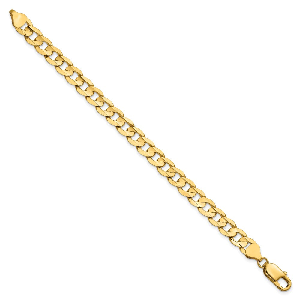 14K Yellow Gold 7.5mm Open Concave Curb With Lobster Clasp Chain Bracelet