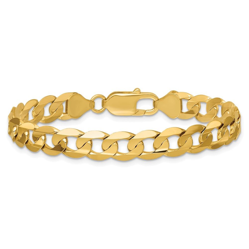 14K Yellow Gold 7.5mm Open Concave Curb With Lobster Clasp Chain Bracelet