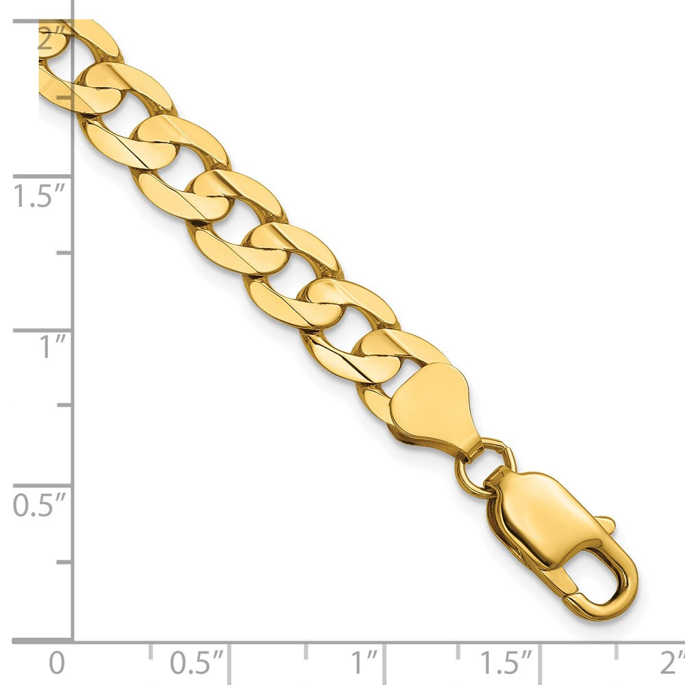 14K Yellow Gold 7.5mm Open Concave Curb With Lobster Clasp Chain Bracelet