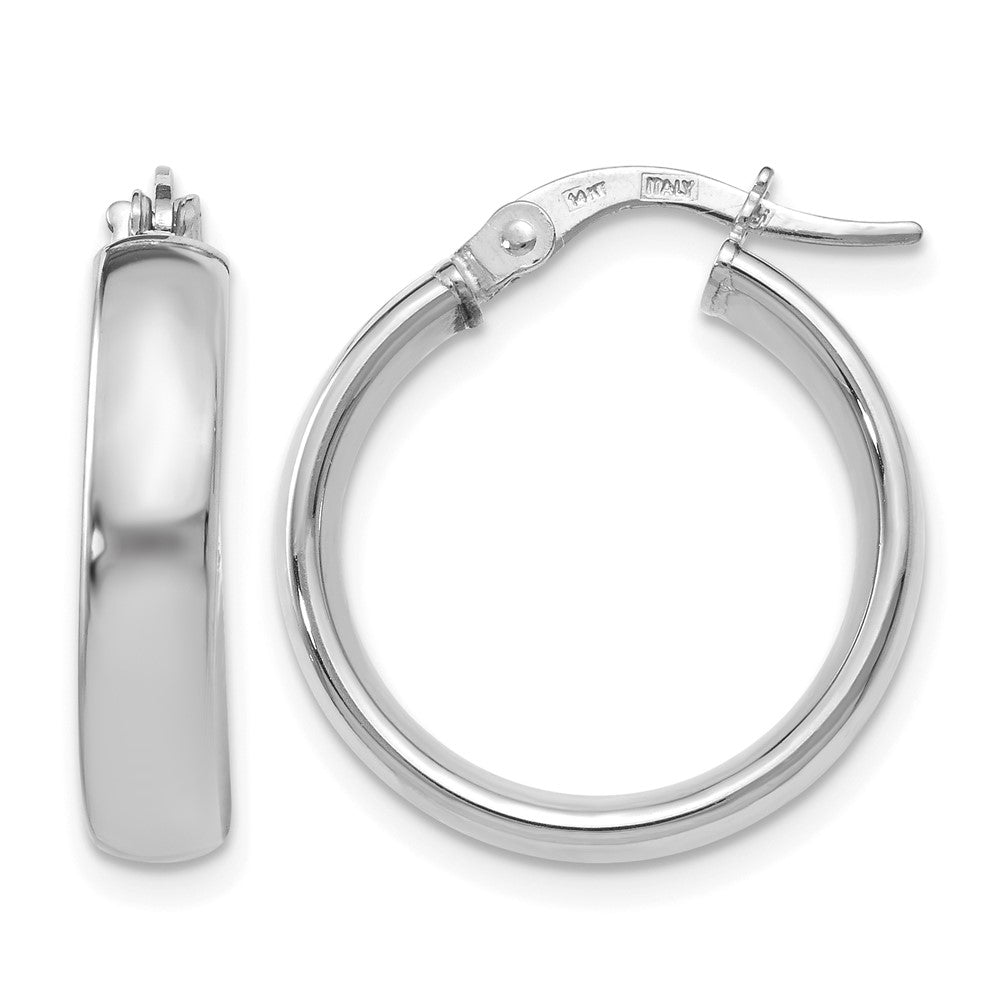 14K Yellow & Rhodium With White Plating Polished Hoop Earrings