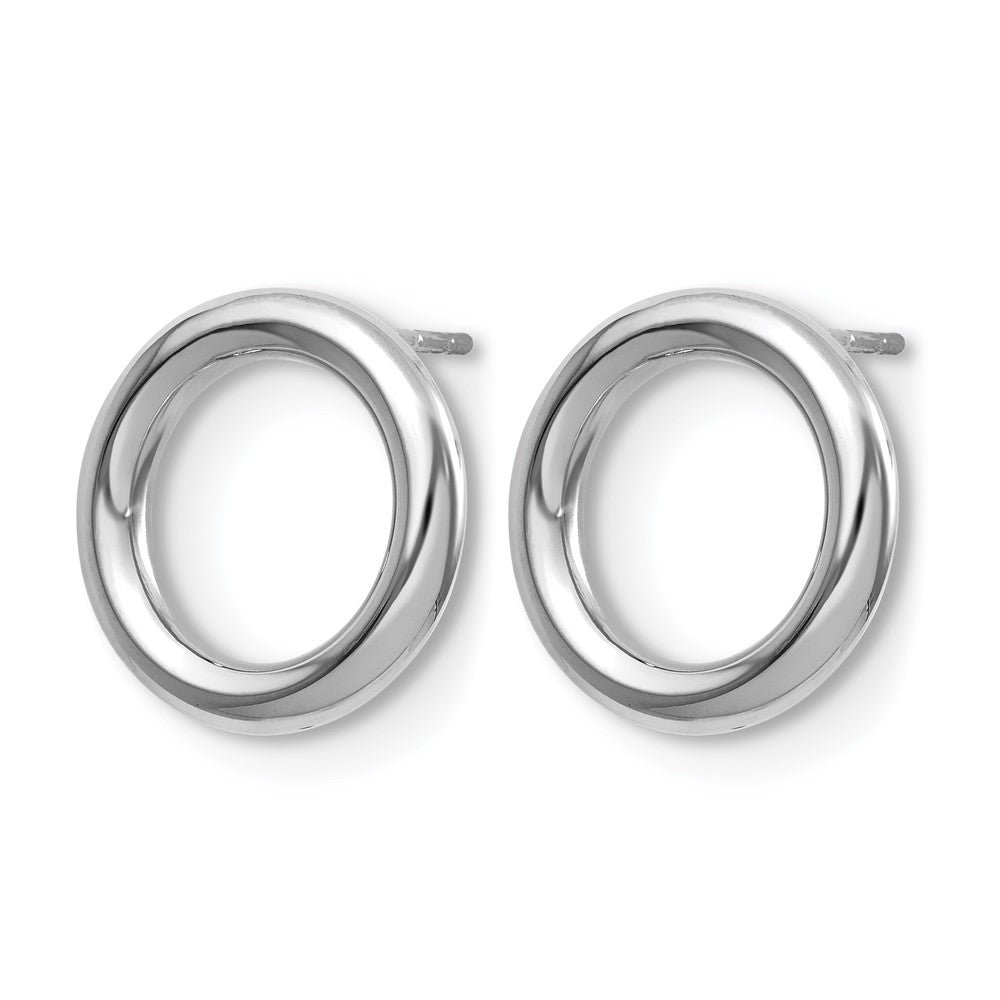 14K White Gold Polished Circle Post Earrings