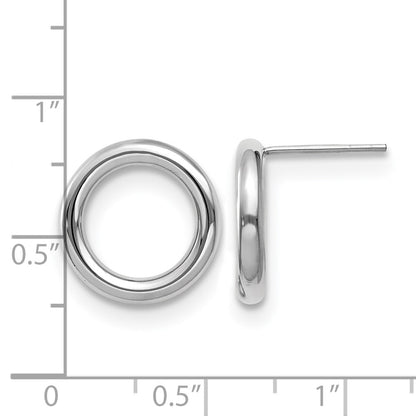 14K White Gold Polished Circle Post Earrings